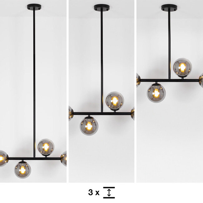 Design-kattovalaisin musta savulasilla, 4-lamppuinen - Asun