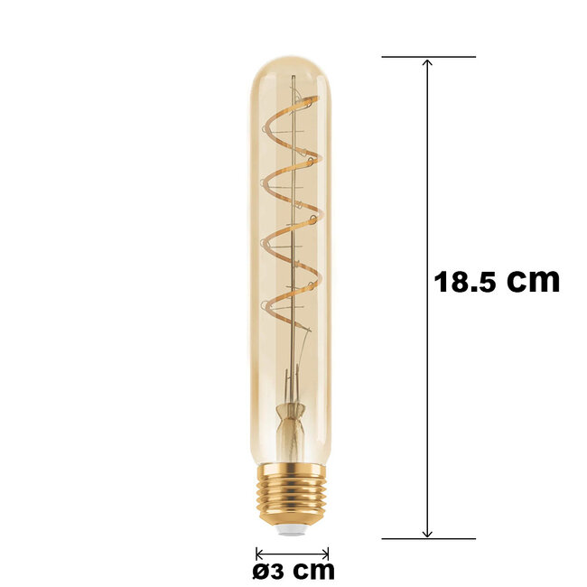 E27 himmennettävä putkilamppu, keltainen, spiraalilla, 18,5 cm, 4W, 1600K