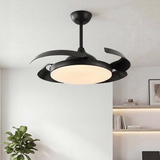 Kattotuuletin Ventu kiinteällä LED-valonlähteellä ja kaukosäätimellä - musta