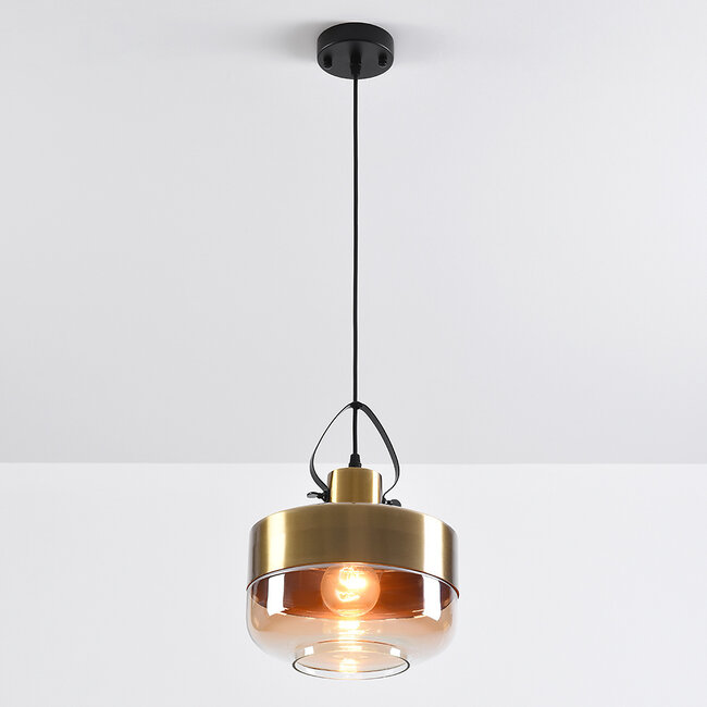 Riippuvalaisin Laure - leveä art deco -meripihkalasipallo
