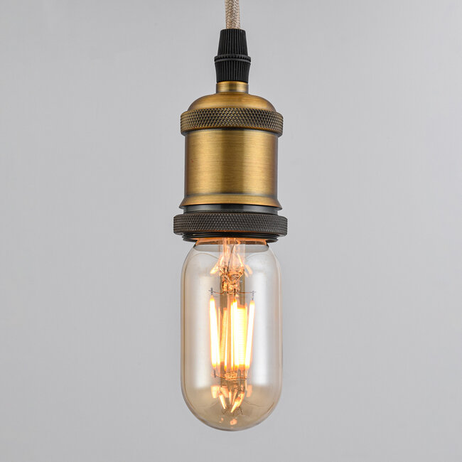 E27-putkilamppu LED himmennettävä, meripihkalasi 11 cm (2200 K)
