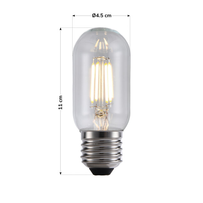 E27-putkilamppu LED himmennettävä, kirkas lasi 11 cm (2700 K)