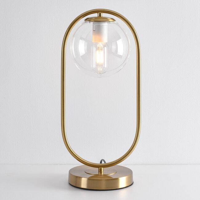 Kultainen design-pöytävalaisin läpinäkyvällä lasilla - George