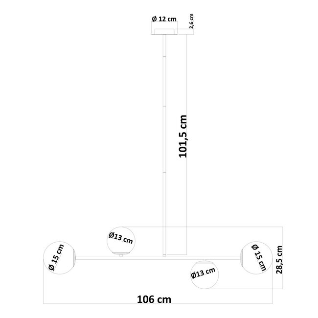 Design-riippuvalaisin Davy, 4-lamppuinen - maidonvalkoinen