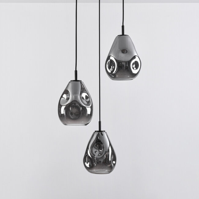 Design-riippuvalaisin, musta smoke-lasi, 3-valoinen - Lainas