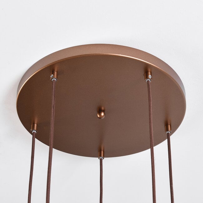 5-valoinen design-riippuvalaisin kahvinruskea meripihkalasilla - Cortado