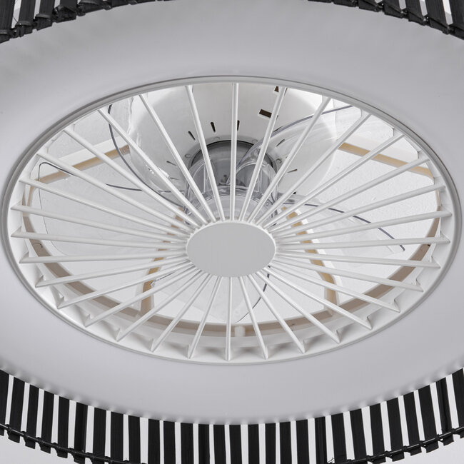 Kattotuuletin Cakir tähtiefektillä ja säädettävällä värilämpötilalla - musta bambuvarjostin