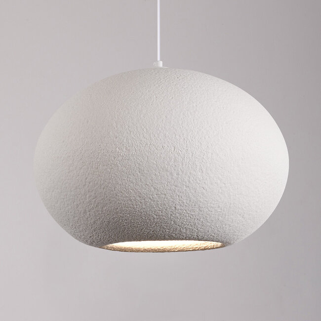 Moderni Wabi Sabi -riippuvalaisin kiviefektillä Sora Ø47 cm - valkoinen