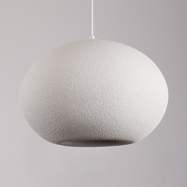 Moderni Wabi Sabi -riippuvalaisin kiviefektillä Sora Ø47 cm - valkoinen