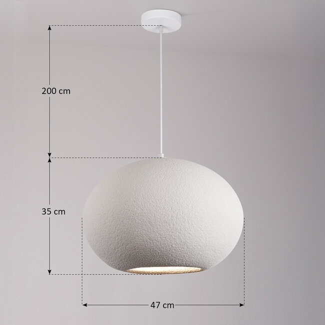 Moderni Wabi Sabi -riippuvalaisin kiviefektillä Sora Ø47 cm - valkoinen