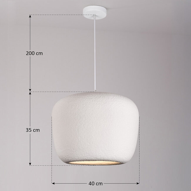 Wabi Sabi riippuvalaisin Kumo Ø40 cm kiviefektillä - valkoinen