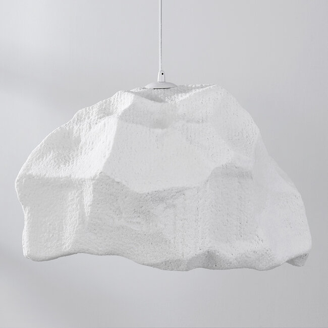 Wabi sabi -riippuvalaisin valkoinen kivimäisellä pinnalla - Nami, Ø 52 cm