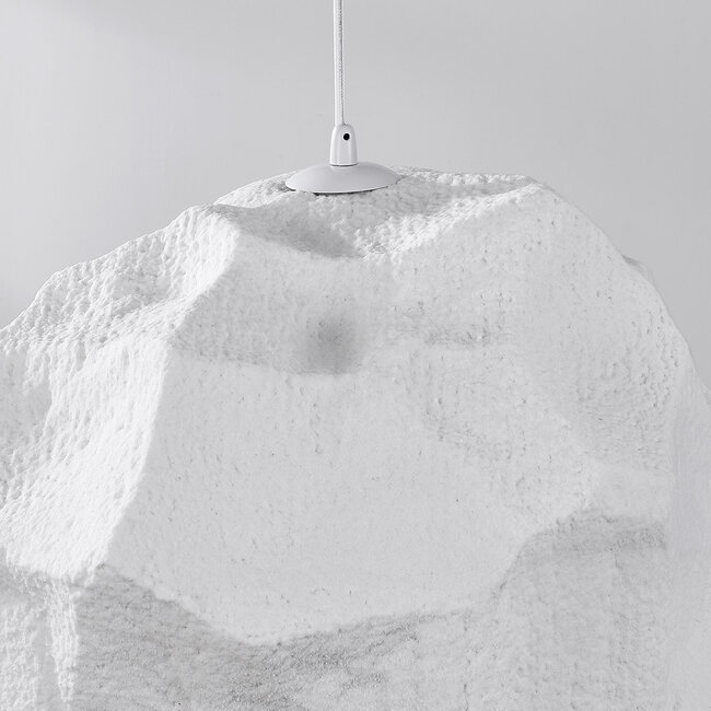 Wabi sabi -riippuvalaisin valkoinen kivimäisellä pinnalla - Nami, Ø 52 cm