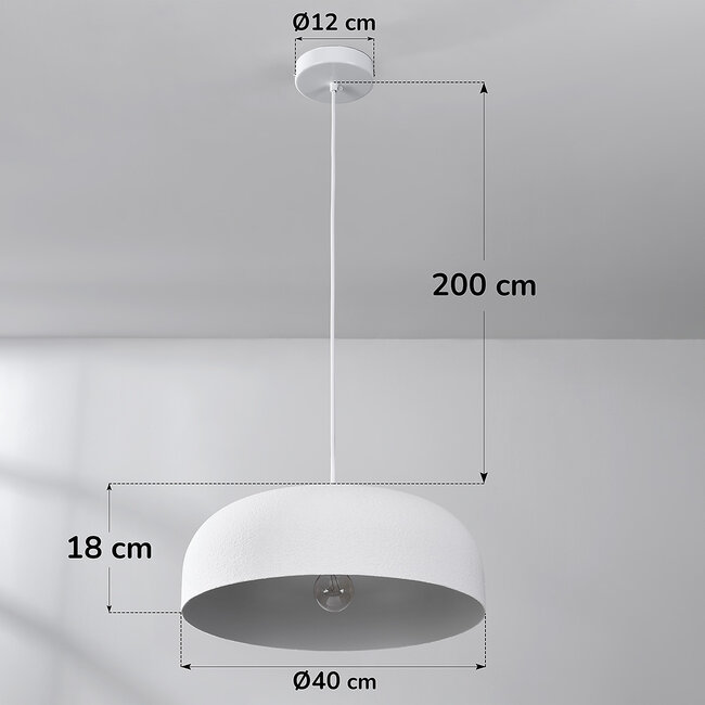 Wabi sabi -riippuvalaisin Hinoto valkoisella kivimäisellä pinnalla - Ø 40 cm
