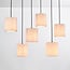 6-lichts hanglamp met beige stoffen lampenkappen - Vouw