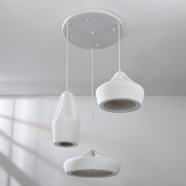 3-lichts hanglamp wit in Wabi Sabi stijl - Mizu