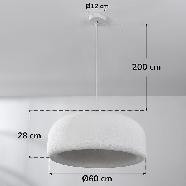 Wabi sabi -riippuvalaisin Kaoru Ø 60 cm kivimäisellä pinnalla - valkoinen