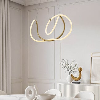 Design-riippuvalaisin Lunara kiinteällä, kolmiportaisesti himmennettävällä LED-valonlähteellä - kulta