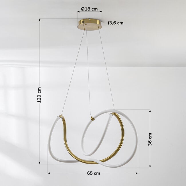 Design-riippuvalaisin Lunara kiinteällä, kolmiportaisesti himmennettävällä LED-valonlähteellä - kulta