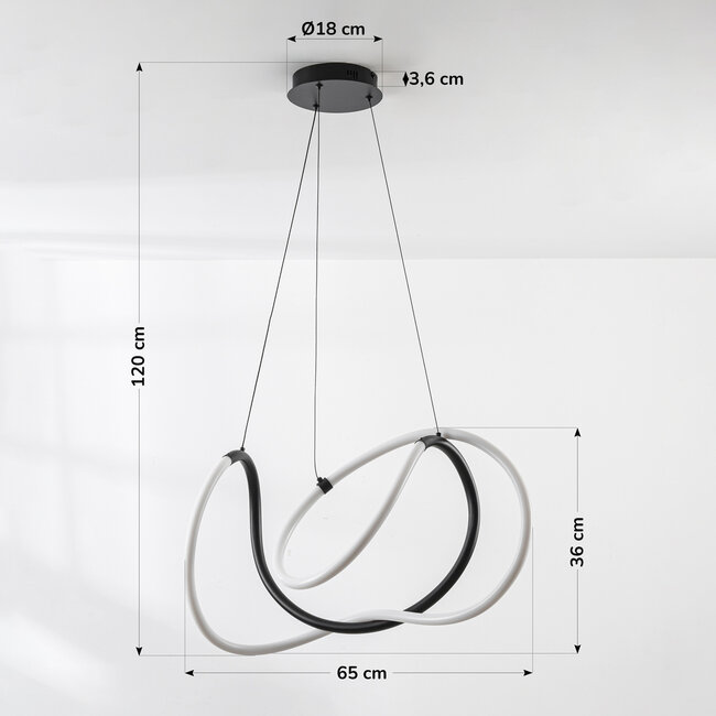 Design-riippuvalaisin Lunara kiinteällä, kolmiportaisesti himmennettävällä LED-valonlähteellä - musta