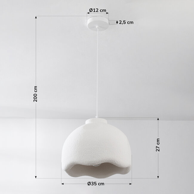 Wabi sabi -riippuvalaisin Iro kivimäisellä pinnalla Ø 35 cm - valkoinen
