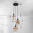 Design hanglamp Zian – 3-lichts zwart met amber glas in diverse vormen