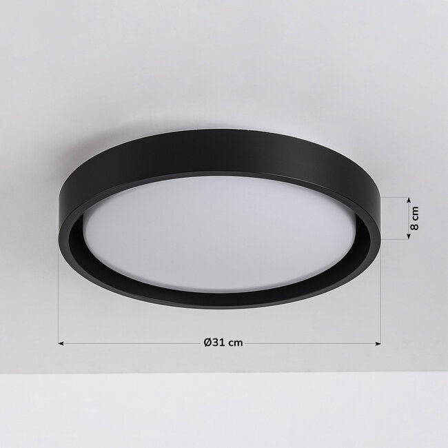 LED-kattovalaisin Ricardo, kolmiportaisesti himmennettävä Ø 31 cm - musta