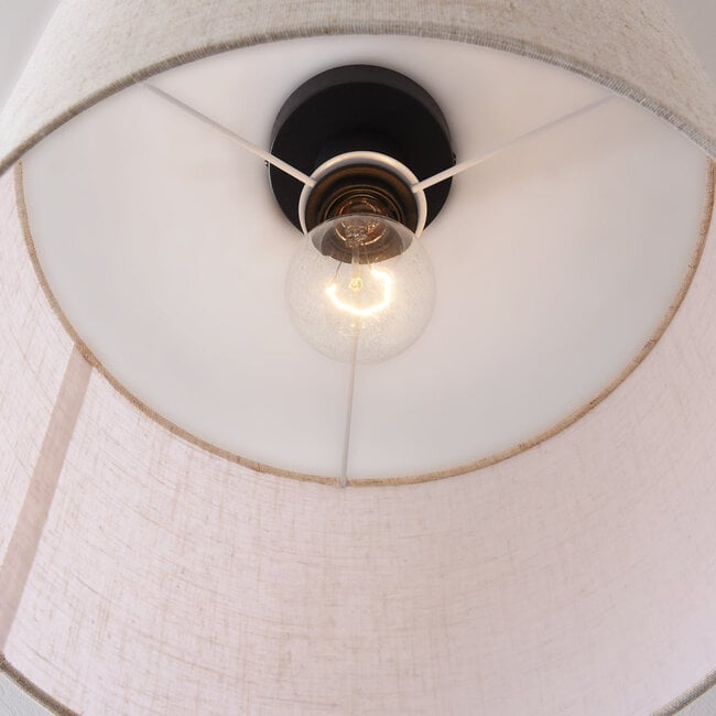 Moderne plafondlamp Linho met ronde stoffen kap