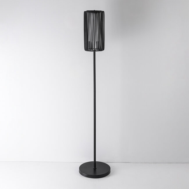 Aurinkokennovalaisin Chara punotulla muotoilulla - musta, kiinteä LED-valo