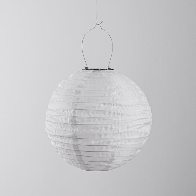 Solar lampion Kalor – hanglamp op zonne-energie van wit nylon Ø30 cm