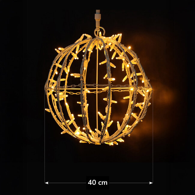 Koristeellinen LED-valopallo ulos Ø40 cm – lämmin valkoinen 120 LEDin jouluvalaistus