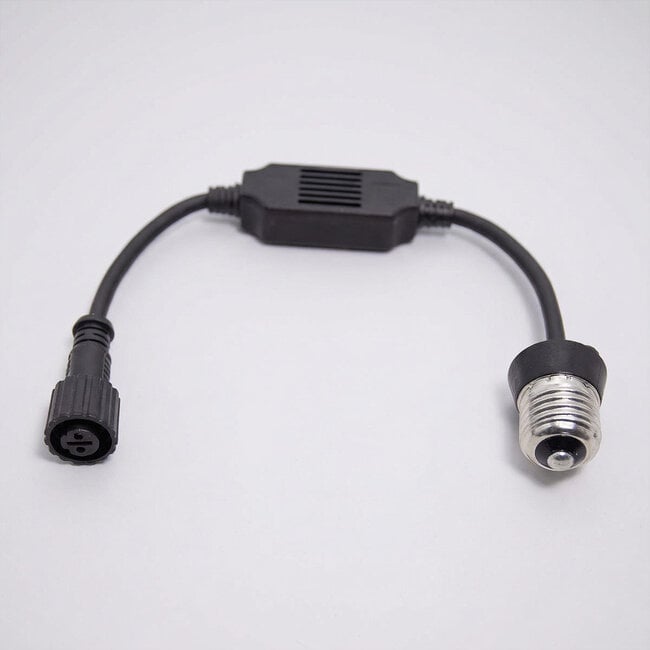 E27 koppeladapter zwart – om kerstverlichting aan een prikkabel te koppelen