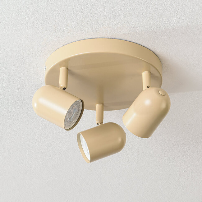 3-lamppuinen kattovalaisin Caro, beige, säädettävät spotit