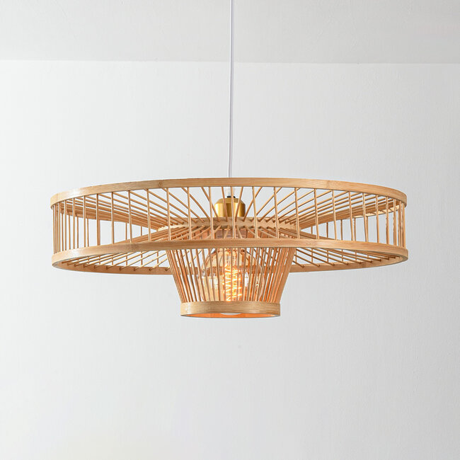Design-riippuvalaisin Solara - avoin bambumuotoilu
