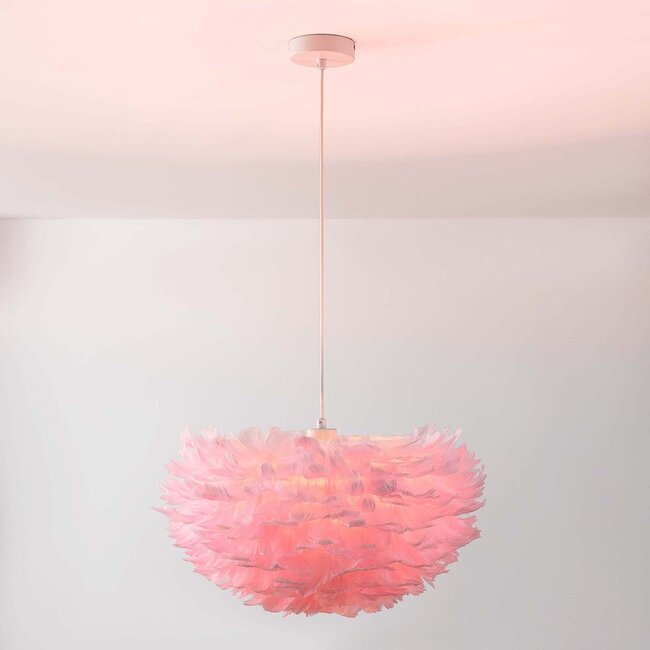 Design-riippuvalaisin Pluma - vaaleanpunainen höyhenillä