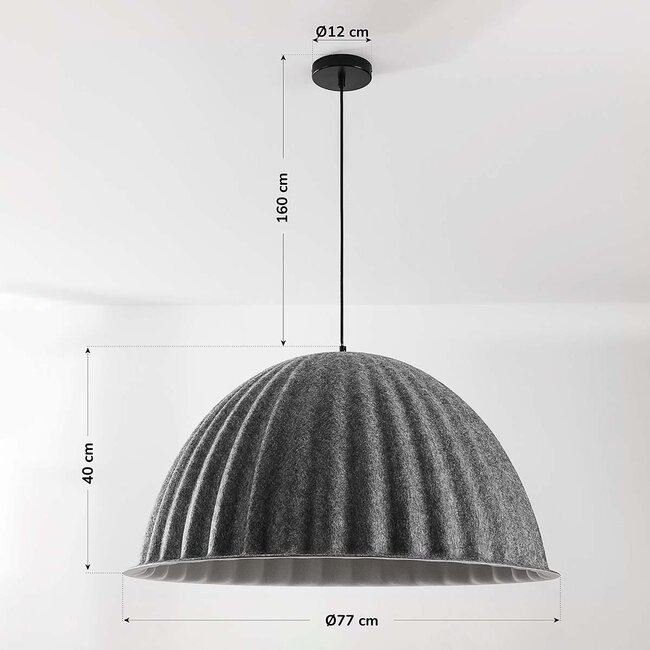Riippuvalaisin Siza Ø 77 cm - laskostettu harmaa pintakuvio