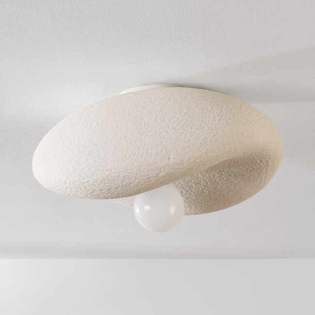 Wabi sabi -kattovalaisin Kawa valkoisella kivimäisellä pinnalla - 41 cm
