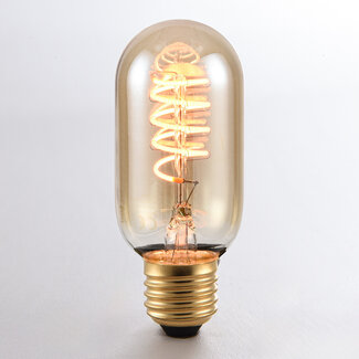 Himmennettävä E27 LED-putkilamppu Ø45 mm, meripihkalasi, 4 W, 1800 K