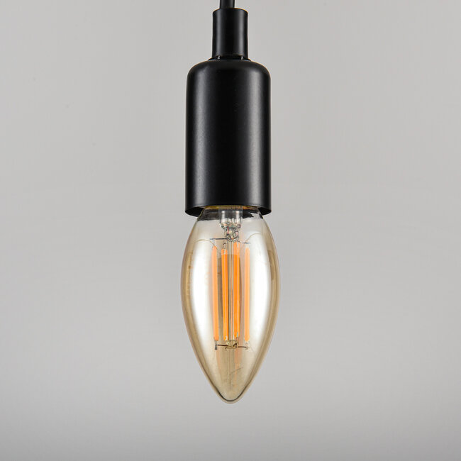 Himmennettävä E14 LED-filamenttikynttilälamppu Ø35 mm, meripihkalasi, 4,5 W, 2200 K