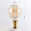 Himmennettävä E14 LED-filamenttilamppu Ø45 mm, meripihkalasi, 2,5 W, 2200 K