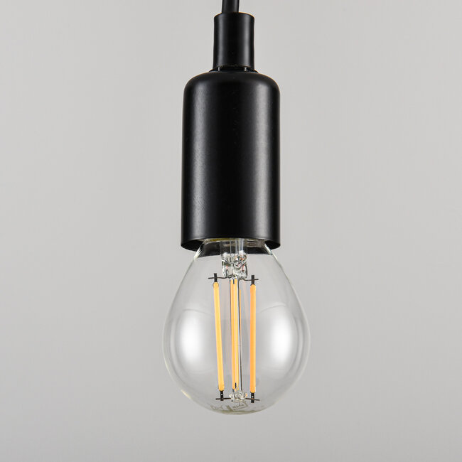 Kolmiportaisesti himmennettävä E14 LED-filamenttilamppu Ø45 mm, kirkas lasi, 4,5 W, 2700 K