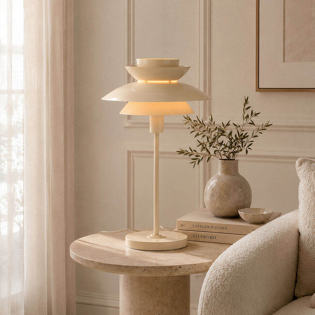 Pöytävalaisin Auryn - kiiltävän beige