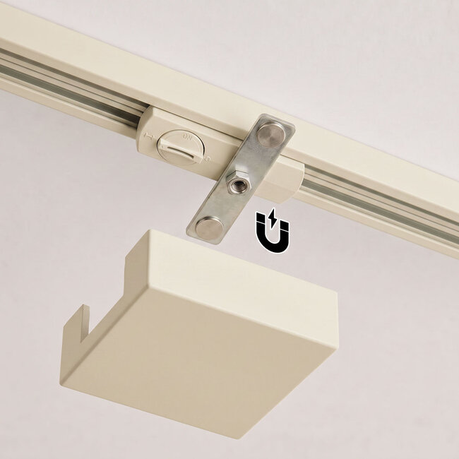 Neliönmuotoinen kattokupu 1-vaiheiseen kiskovalaistukseen, beige