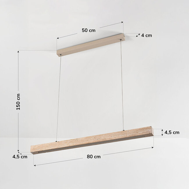 Riippuvalaisin Romee, integroitu LED ja travertiini (luonnonkivi)