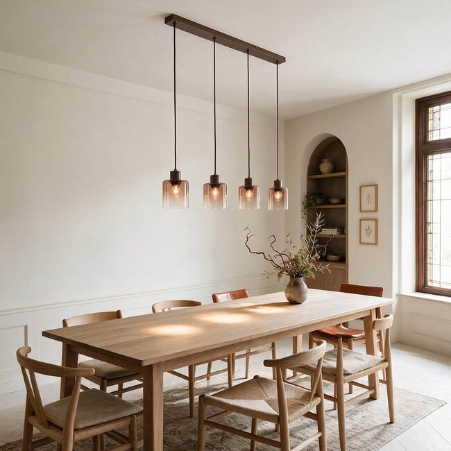 4-valoinen riippuvalaisin Palaio ombre-lasilla - ruskea