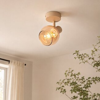 Säädettävä kattospotti Pilou meripihkanvärisellä lasilla - beige