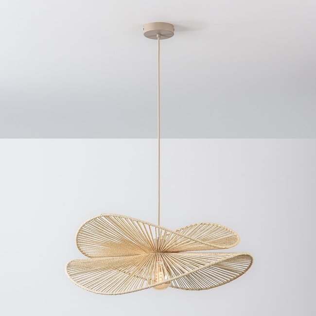Riippuvalaisin Janah käsinpunotuilla paperivarjostimilla - beige