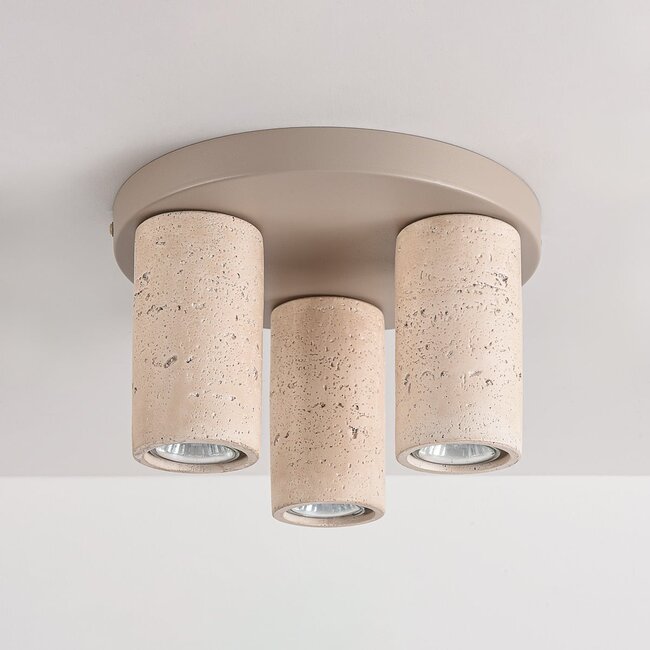 Kattovalaisin Cova kolmella spotilla, travertiini-look - hiekanbeige