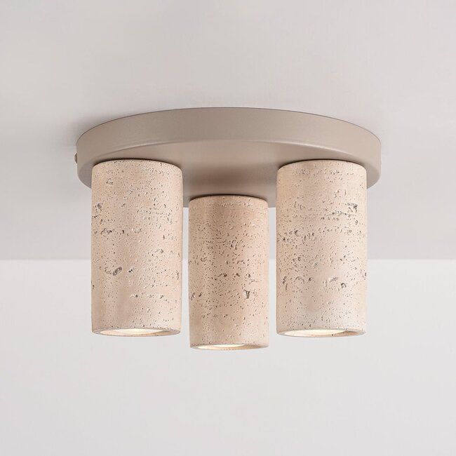 Kattovalaisin Cova kolmella spotilla, travertiini-look - hiekanbeige