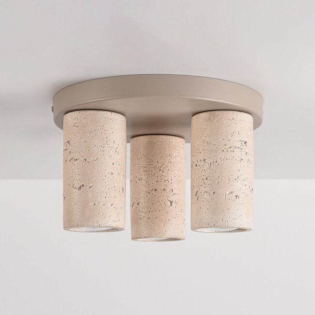Kattovalaisin Cova kolmella spotilla, travertiini-look - hiekanbeige